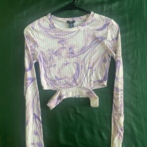 Rue21 Lavender Swirl Long Sleeve Crop Top